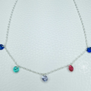 Chocker Prata 925 zircônias coloridas com extensor 5cm