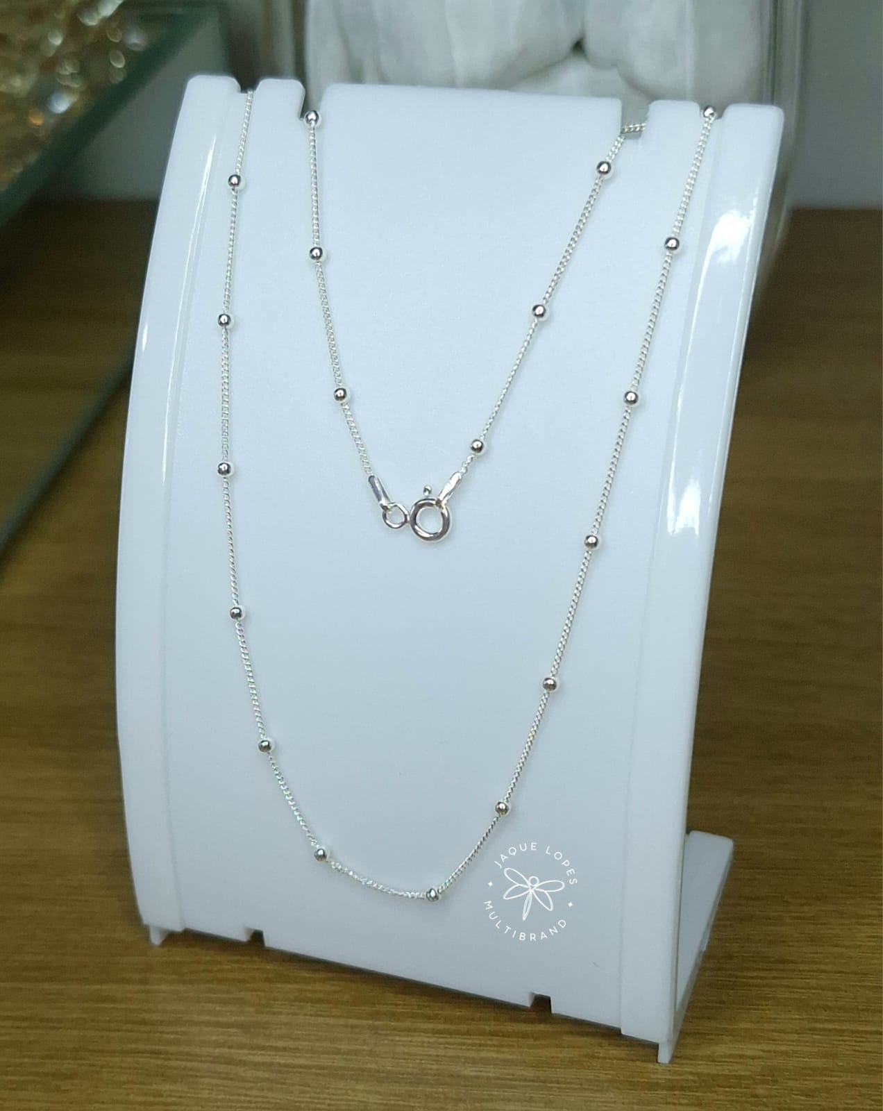 Corrente Prata 925 grumê com bolinhas