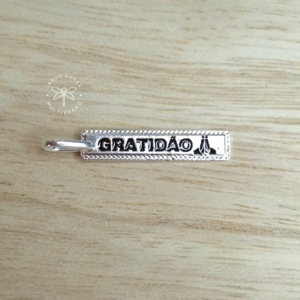 Pingente Prata 925 plaquinha gratidão 20mm